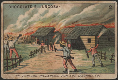 Insurgents burning a town
