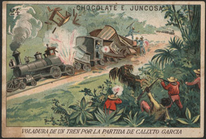 A train is blown up by Calixto Garcia's troops